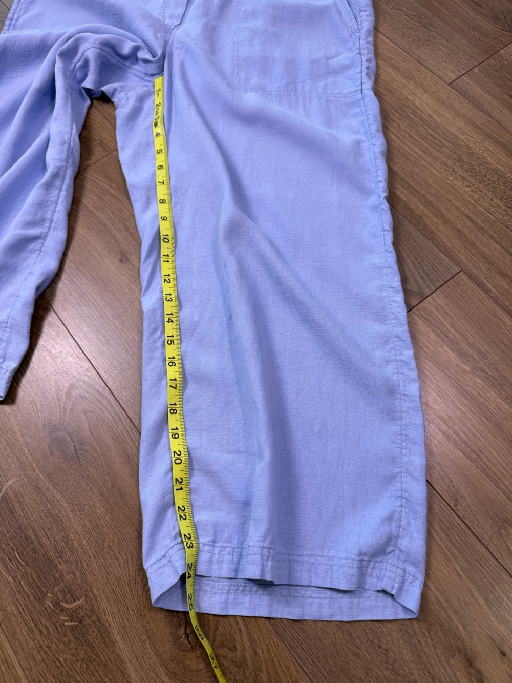 Pure Jill Periwinkle Blue Linen Blend Wide Leg Crop Pants Pull On Size Large - Picture 10 of 10
